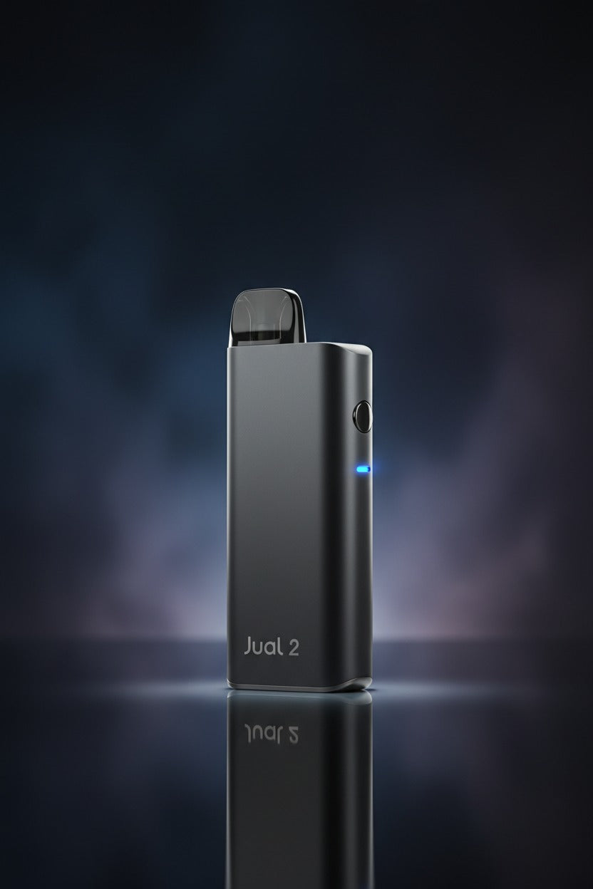 Silver Jual 2 device on a dark background